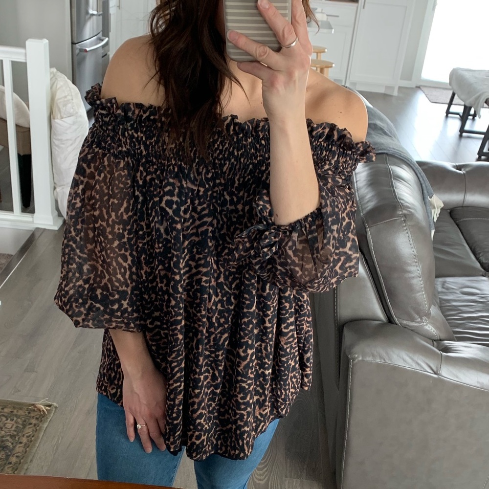 Off the shoulder animal print top